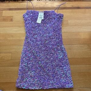 Purple Sequin Mini Dress